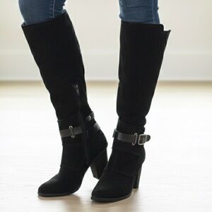 Fergie "Dune" Black Suede Knee-High Boots - Size 9.5 (Fits Size 9-8.5)